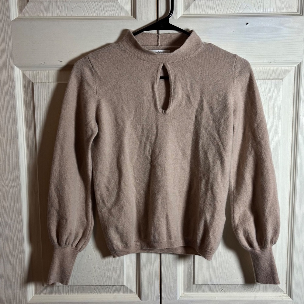 Allude Cashmere Virgin Wool Keyhole Mock Neck Sweater Dusty Rose Size XS
